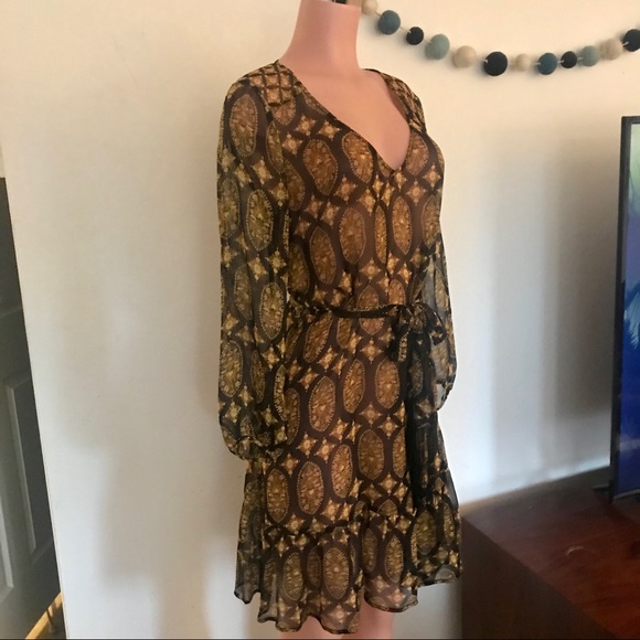 Ella Moss Boho print Silk Chiffon Mini Dress - Picture 3 of 7